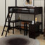 Lit mezzanine simple avec tablettes et bureau-901652599