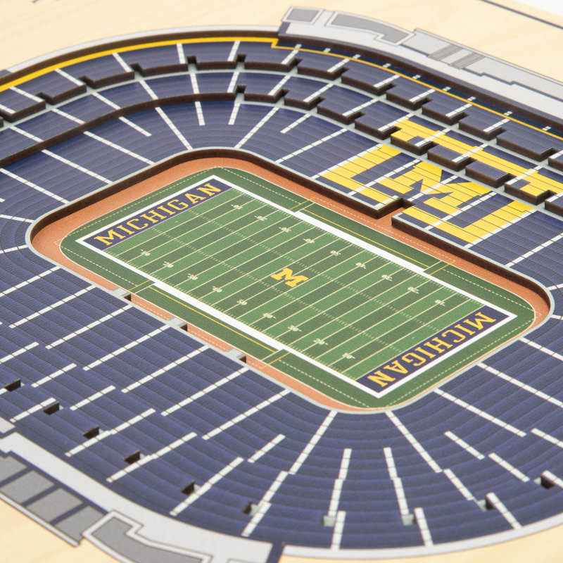 Michigan Wolverines 3D Stadium Wall Art in Team Colors
