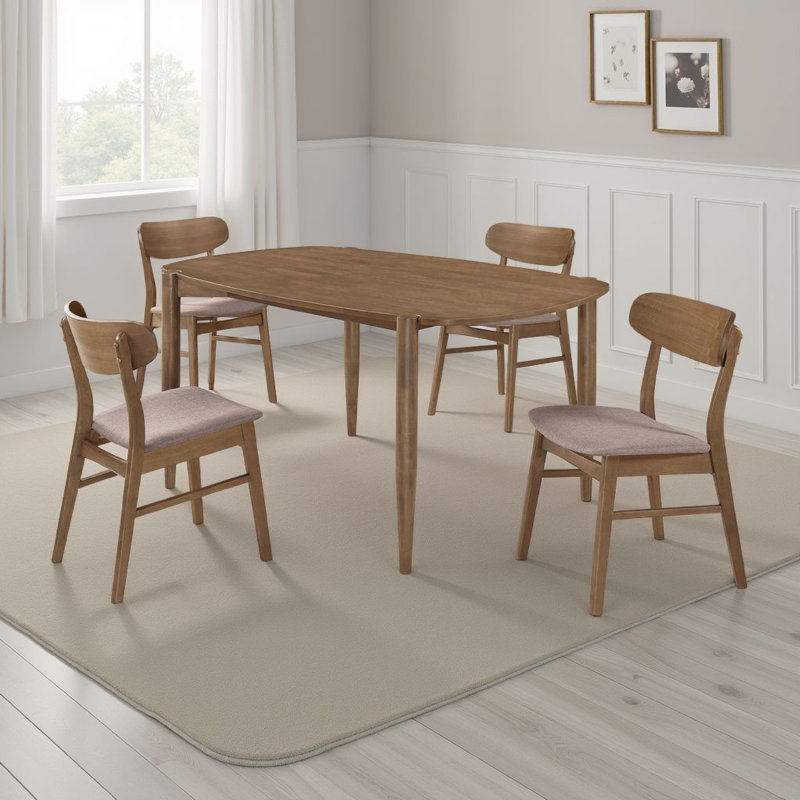 Ensemble de table de salle à manger N 4 chaises Dora, courbé scandinave, brun noyer, 5