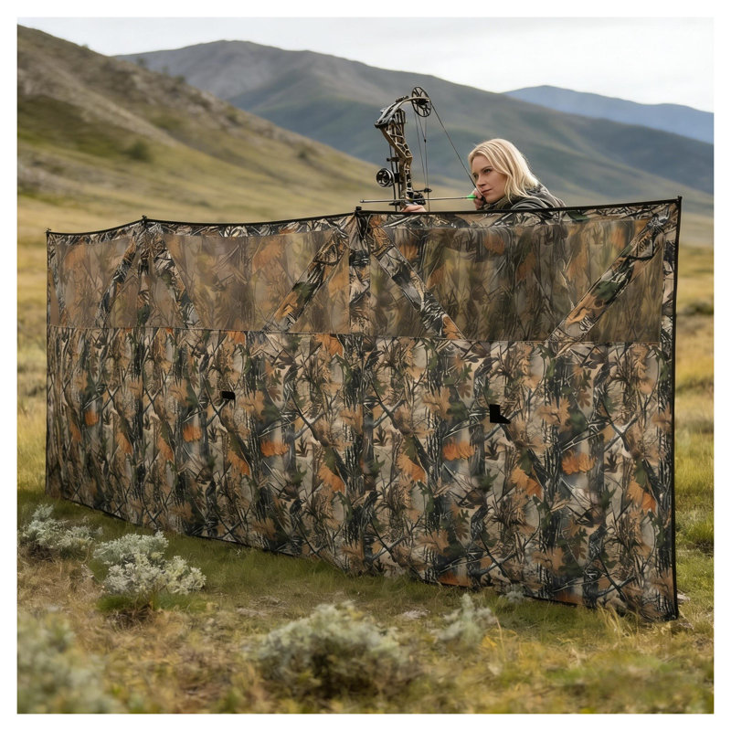 Store de chasse à 3 panneaux Camouflage avec installation de style Hub et filet transparent