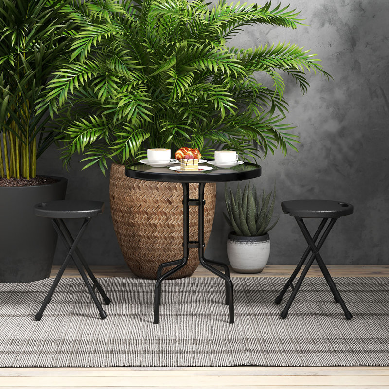Kalaya Steel Outdoor Stool, Black, 2