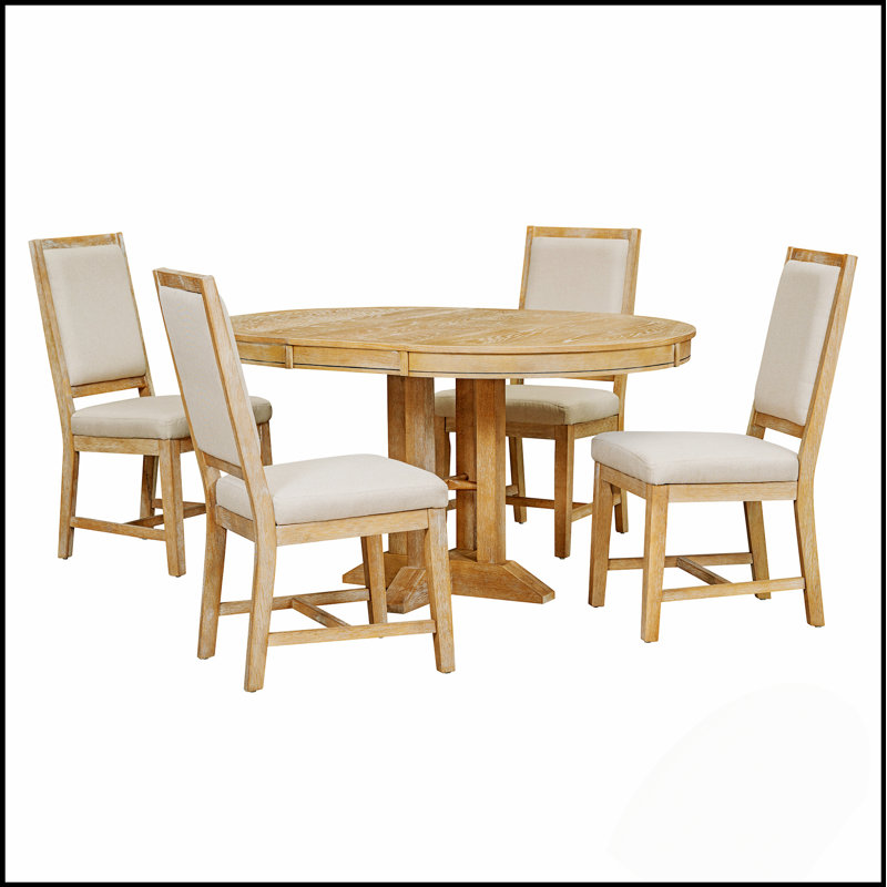 Ensemble de table de salle à manger extensible 5 pièces avec 4 chaises rembourrées, parfait pour les cuisines de campagne modernes et les salles à manger