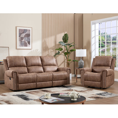 2 - Piece Faux Leather Manual Reclining Living Room Set With Armchair & Sofa
