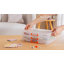 Paquet de 6 boîtes de rangement en papier en plastique, format A4 / lettre, 6 sacs à fermeture à glissière supplémentaires, étiquette d'autocollant, boîte de classement portable avec couvercle et poignée verrouillables, boîte de rangement polyval