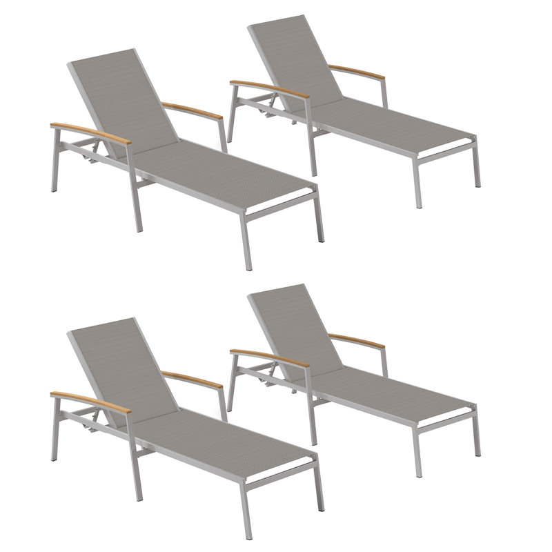 Travira Outdoor Chaise Lounge, Titanium Basketweave, Tekwood Natural, Flint