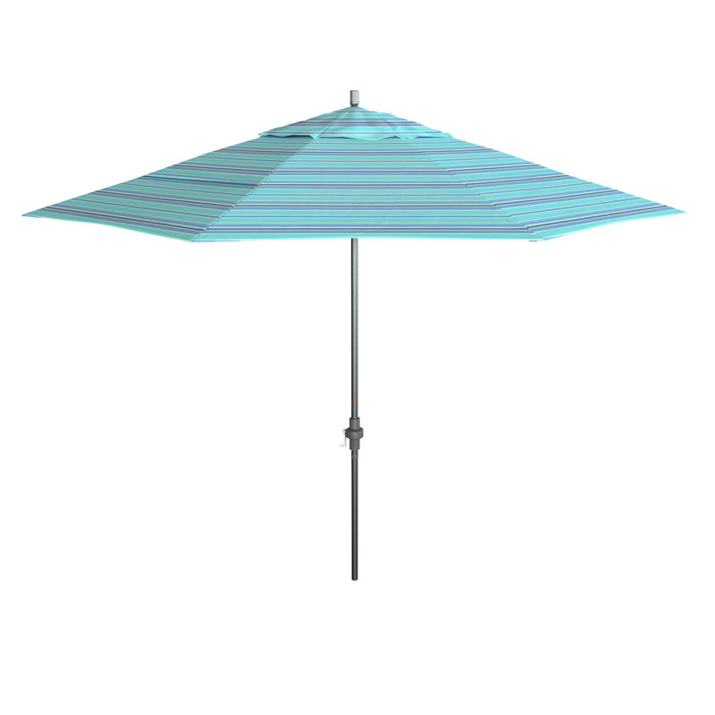 Parasol de patio gris 11 pi, Sunbrella® rayé bleu