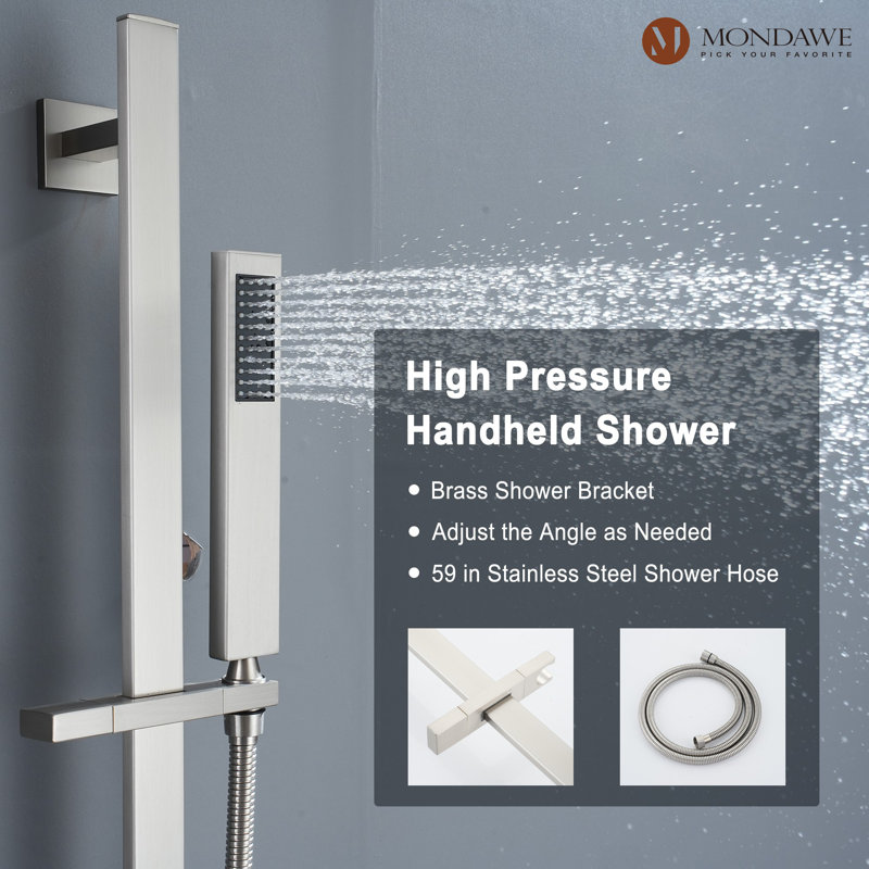 AquaRhapsody Complete Shower System with Rough in-Valve, Brushed Nickel