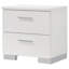 Table de chevet blanche 2 tiroirs ultrabrillante