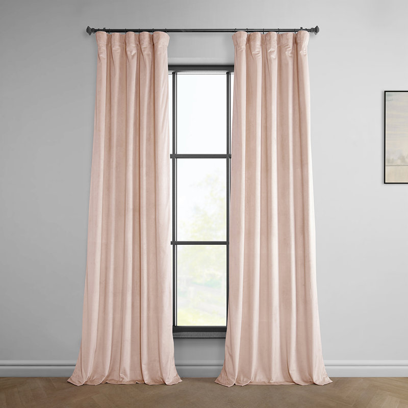 Matra Room Darkening Rod Pocket Single Curtain Panel, 50" W x 84" L, Light Pink