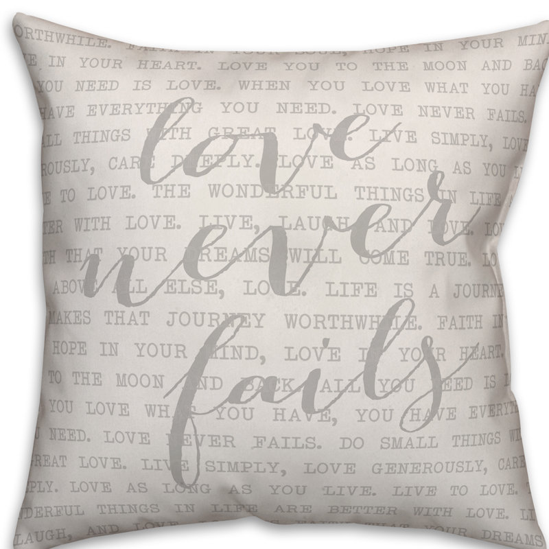  Coussin intérieur / extérieur Love Never Fails, Pas de bourre