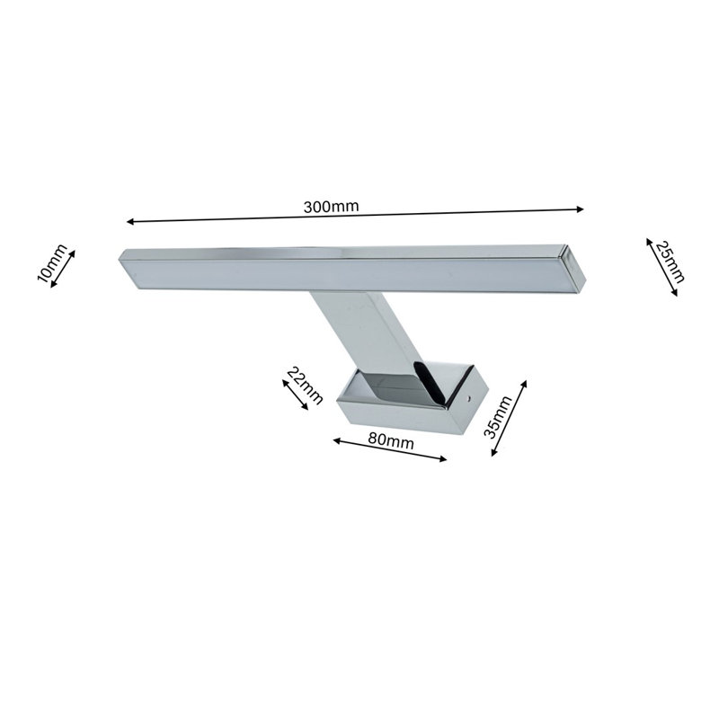 Berghauser Vanity Light, 4cm H x 30cm W x 11cm D, Chrome