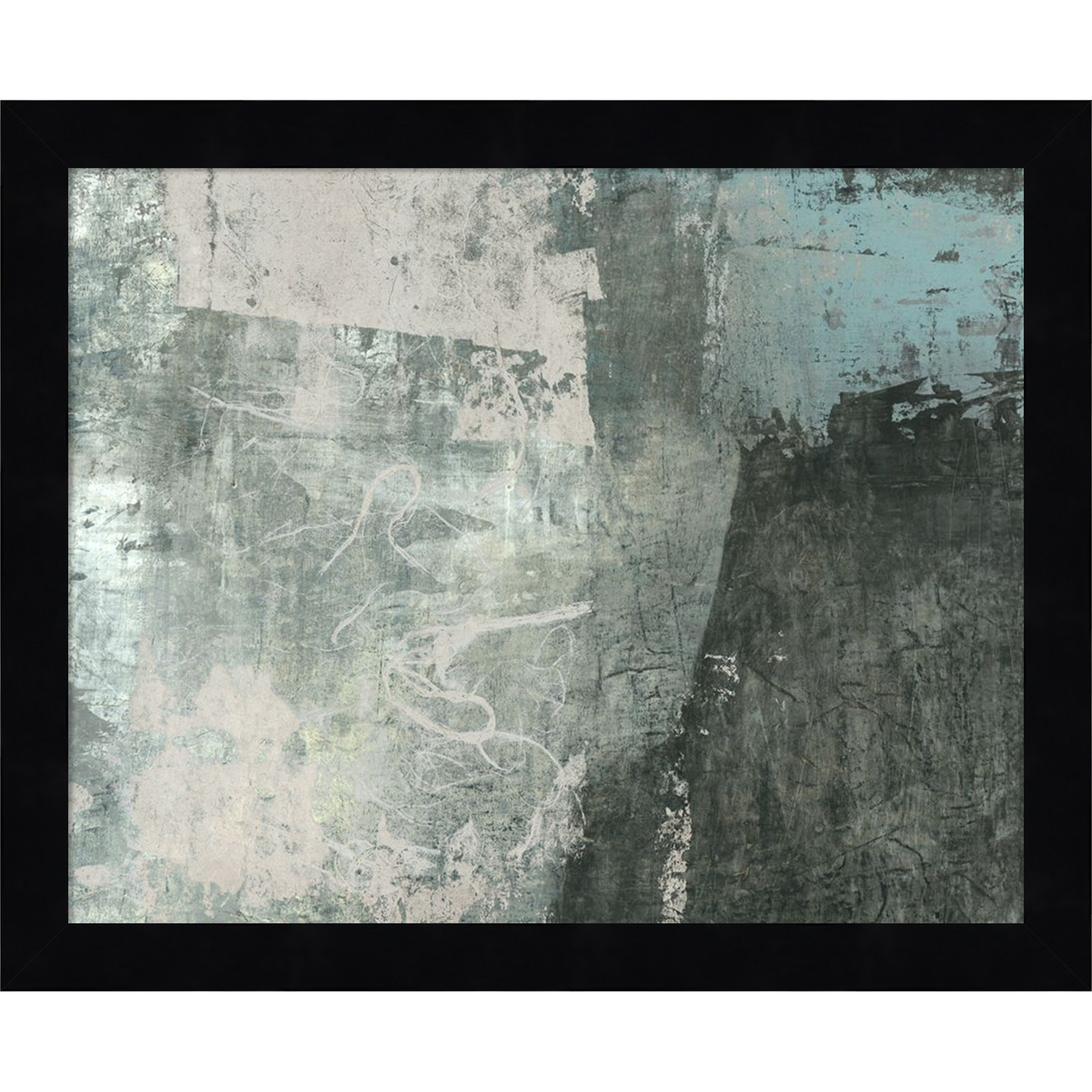 Fresno "Black and Grey and Blue I" Print, 11" H x 13" W, Black