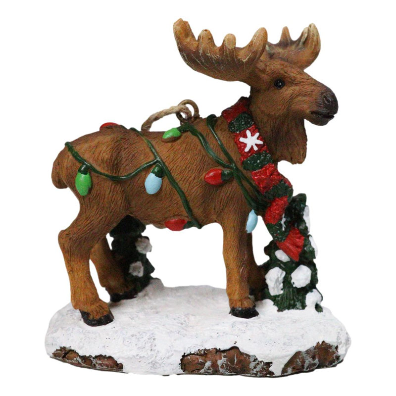 Ornement de Noël orignal suspendu festif élan cerf guirlande de lumières colorées