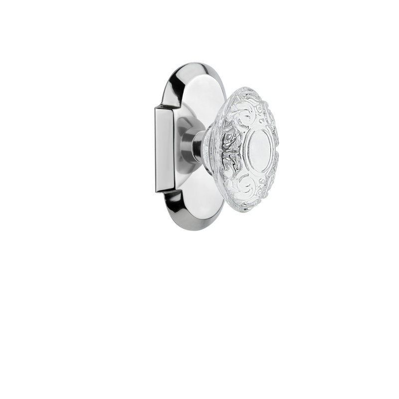 Cottage Plate with Crystal Victorian Knob, 2-3/8”, Bright Chrome