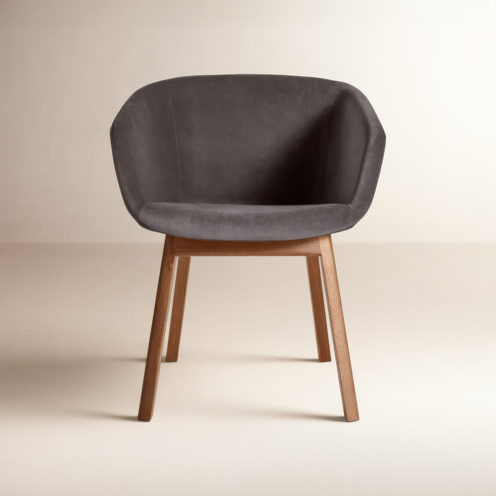 Host Velvet Oak Dining Armchair, Walnut, Storm Velvet