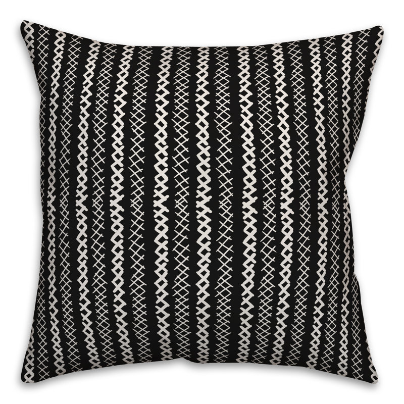 Geometric Throw Pillow, 20" x 20", Black/White Striped 2