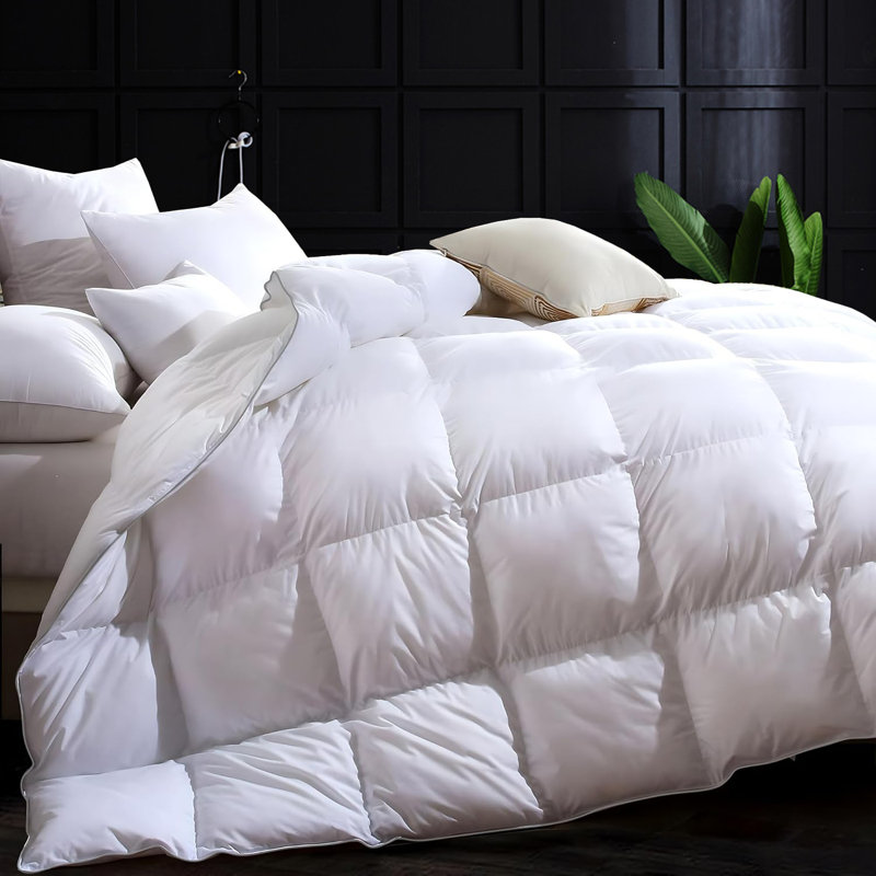 Luxurious Fluffy Soft Feather Down Comforter Warm Breathable Duvet Insert for All Seasons, Twin