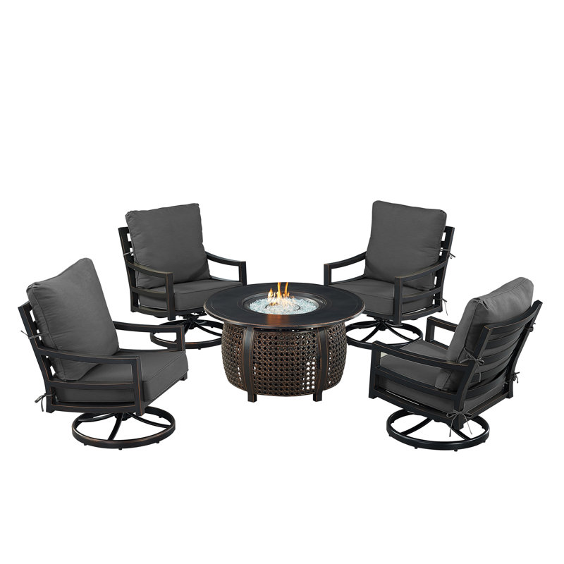 Ferryn 4 - Person Patio Conversation Set with Cushions, Black