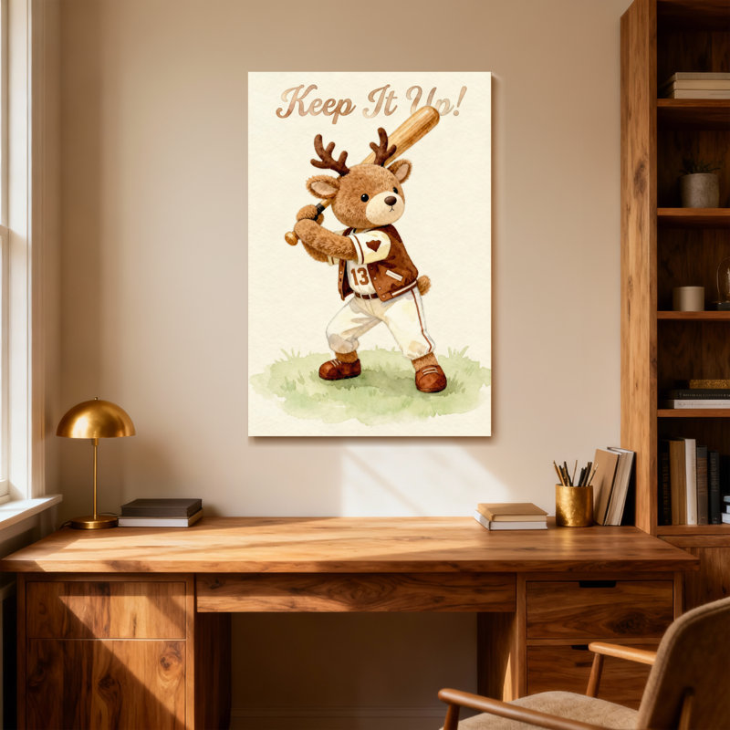 Animals Keep It Up Deer Baseball Player, 24" H x 16" W