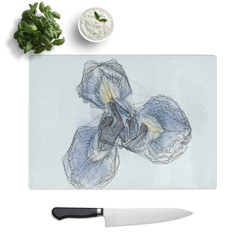 Tempered Glass An Iris Flower Chopping Board, 28.5 cm W x 20 cm L