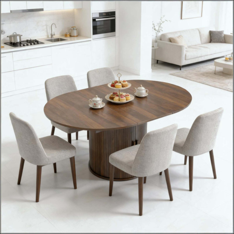 Table de vœux élégante, table de salle à manger extensible, table de bureau unique (table seulement), Noyer
