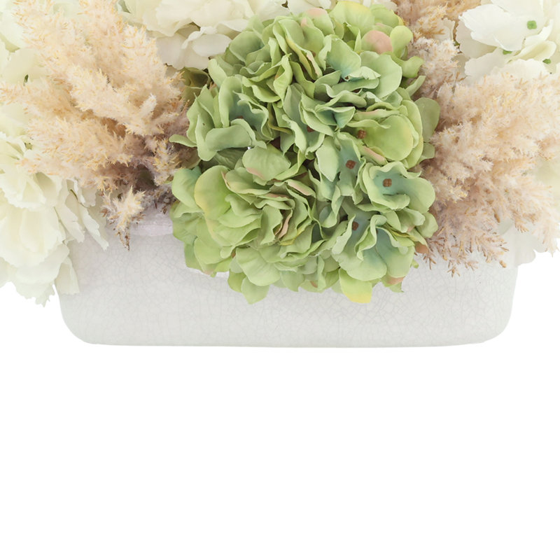 Spring Centerpiece with Hydrangeas and Pampas