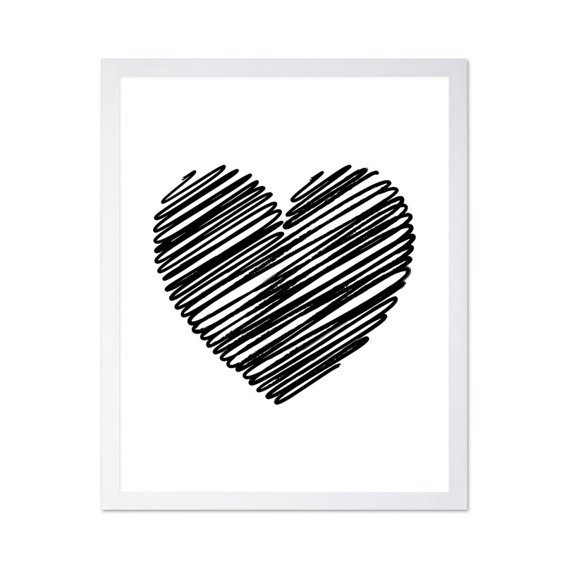 Silhouette de cœur, Poster, White Framed, 11"H x 14"W
