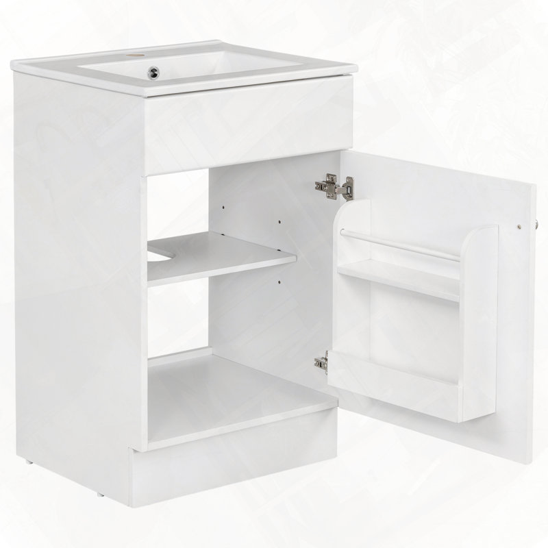 Meuble-lavabo de salle de bain avec lavabo, Blanc