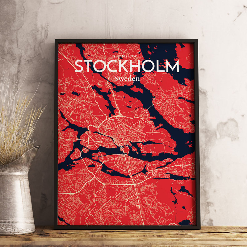 Stockholm City Map - No Frame Print, 50.8cm H x 40.6cm W x 0.13cm D