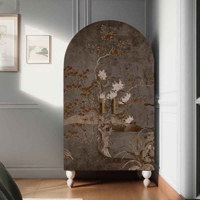 Modern arched bedroom multi-functional wardrobe, Ivory White