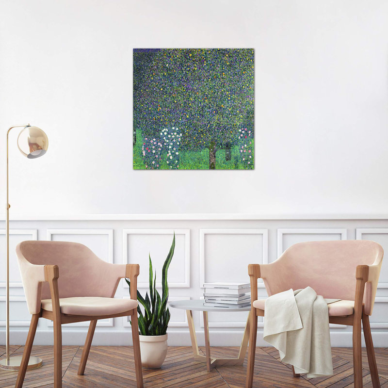 Roses Under The Trees, C.1905 by Gustav Klimt - Painting on Canvas, No Frame, 45.72 cm H x 45.72 cm W x 1.91 cm D
