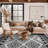 White Geometric Pattern Shag Rug – Medium Pile, Easy To Clean, Pet Friendly-451901540