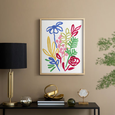 «Bold Brushstroke Blooms I», reproduction encadrée - bois massif