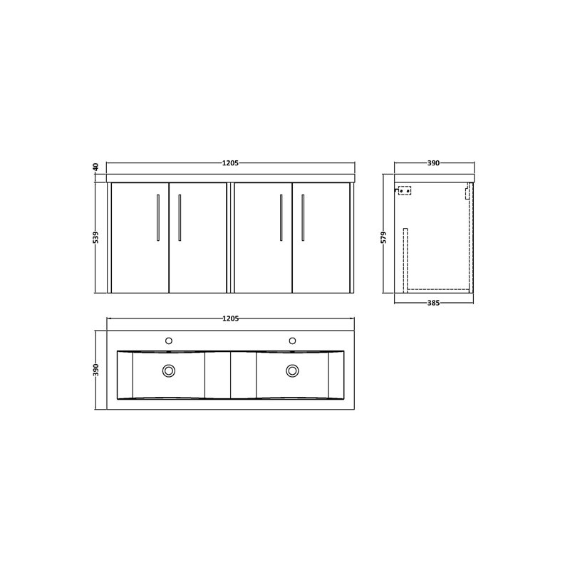 Juno Double Bathroom Vanity with Integrated Vitreous China Basin, White Ash