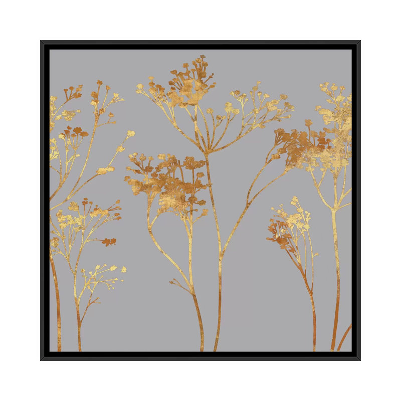 «Gold at Dusk I», impression sur toile, H 18 po x l 18 po x P 1,5 po, Toile avec cadre noir, Pas de tapis