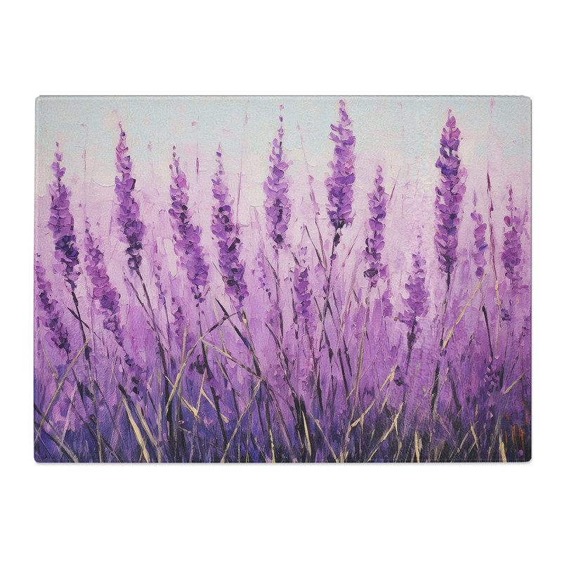 Lavender Flower Gestural  Glass Chopping Board