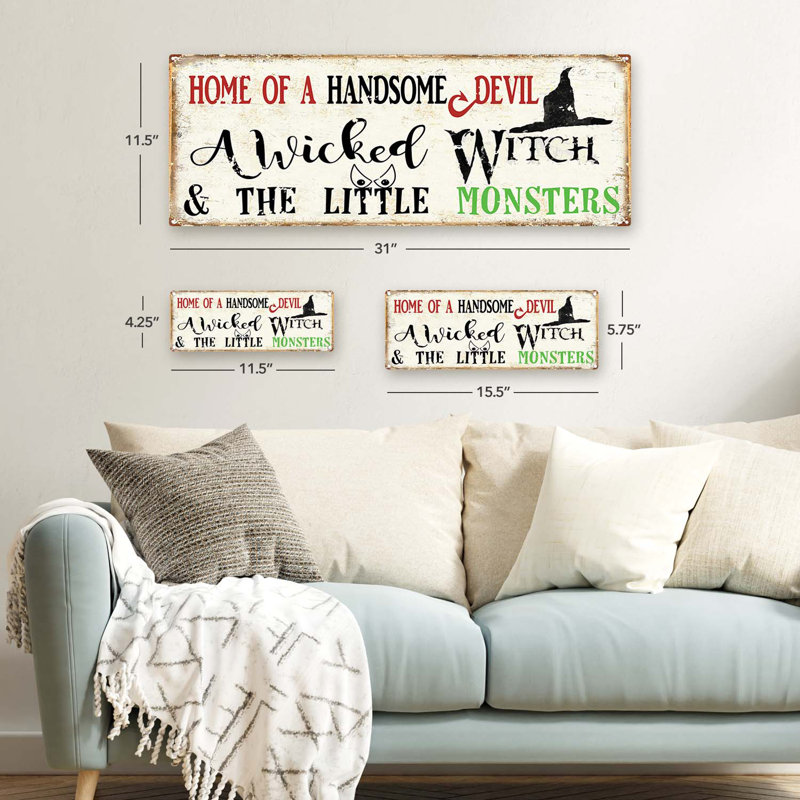 Maison en métal «Home of A Handsome Devil», H 4,25 po x l 11,5 po x P 0,04 po