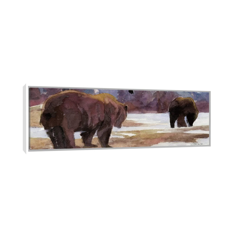 Montana Bears 1 Piece Panoramic Wall Art on Canvas, 121.92 cm H x 40.64 cm W, White Floater Frame