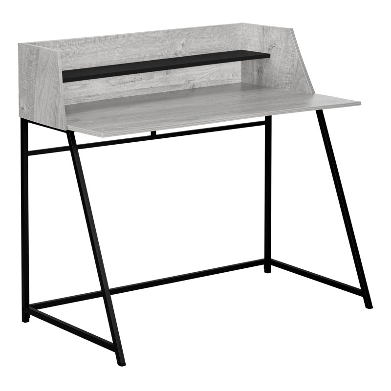 Bureau à domicile Neni, stratifié gris pierre de 47 po, tablette, structure noire, Taupe, Noir
