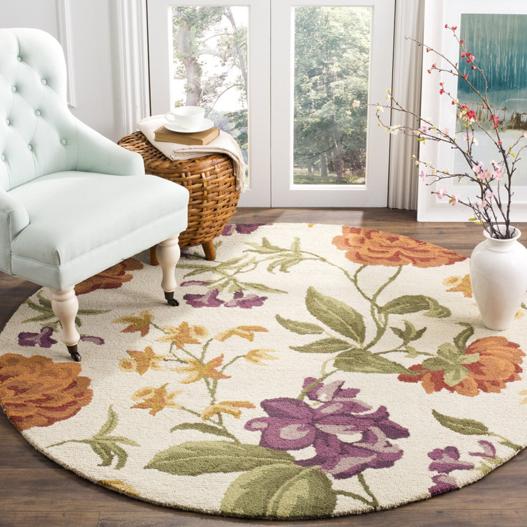 Emrick Hand Hooked Wool Floral Rug