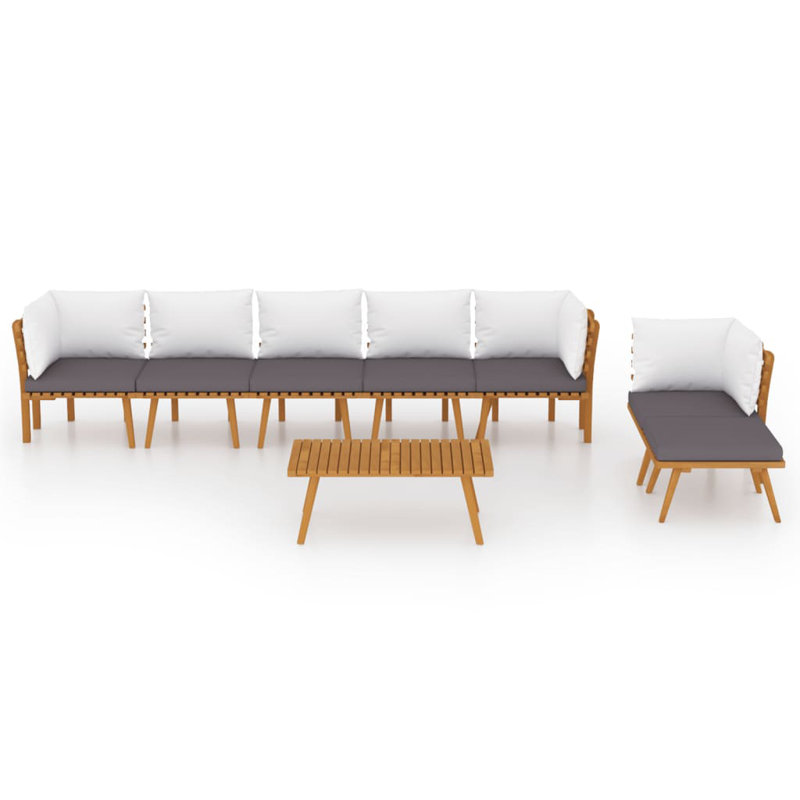 Chaise longue avec coussins 4 pièces Damita, 8 pièces: 3 centrales, 3 d'angle, repose-pieds, t