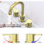 Robinet de lavabo 3 trous 8 pouces, 2 poignées, or brossé, bec rotatif à 360 °, goutte à goutte, aérateur économiseur d'eau, pour cartouche rotative à large bande pour salle de lavage et salle de lavage, économie, public-121639310