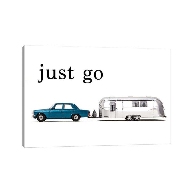 Airstream Car - Just Go - Print on Canvas, Wrapped Canvas, 66.04 cm H x 45.72 cm W x 3.175 cm D
