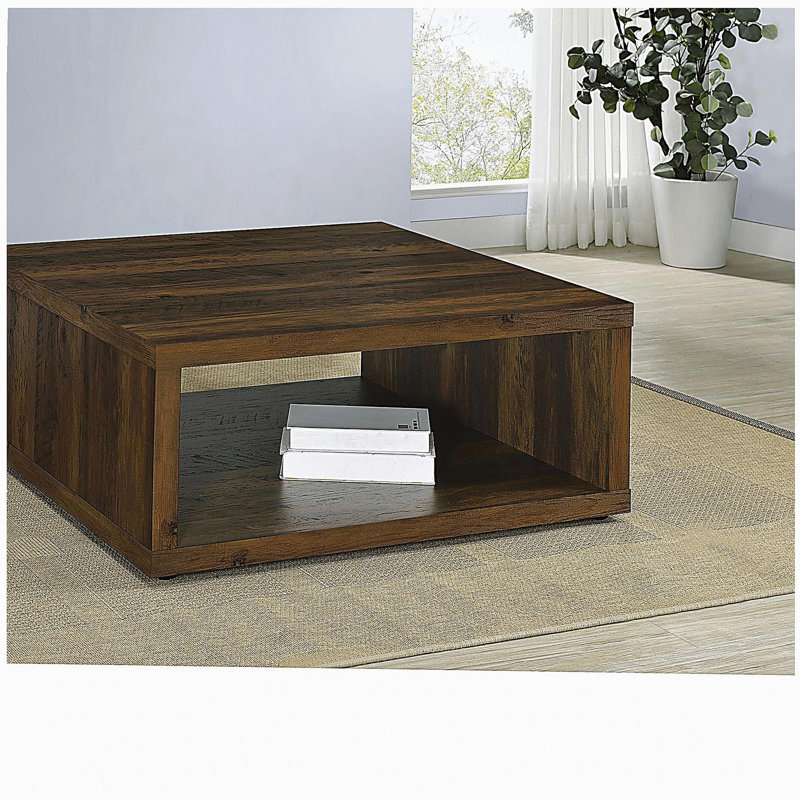 Flint deep pine square engineering wood coffee table, Brown