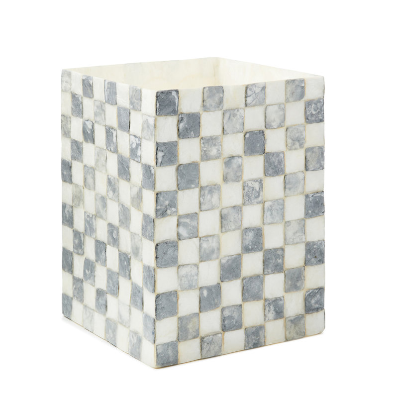 Check Capiz Waste Bin, Gray/White