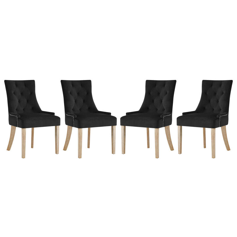 Pose Upholstered Fabric Dining Chair, Black, 4