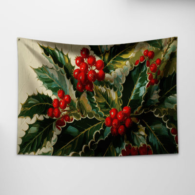 Tapisserie murale Christmas Holly and Berries