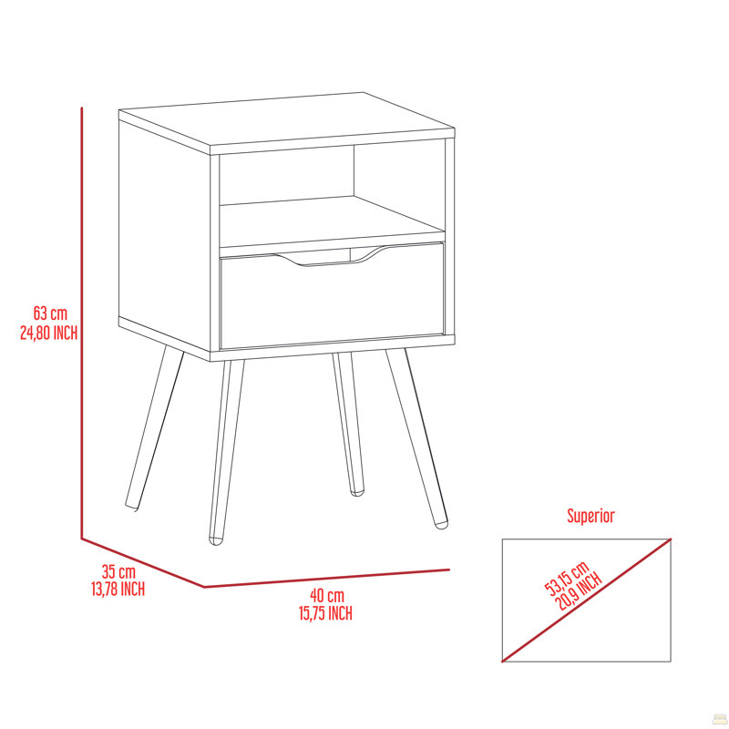 Table de chevet 1 tiroir 1 tablette