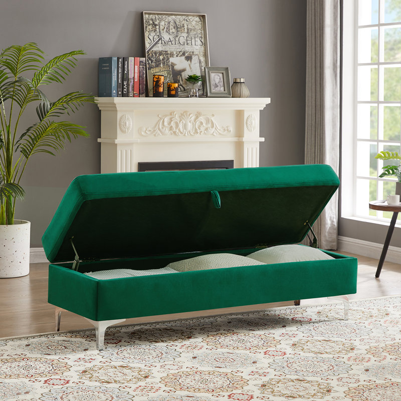 Repose-pieds Chyana, Velours vert foncé
