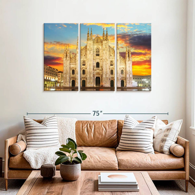 Sebbie Sunset At Milan Cathedral, 36" H x 57" W
